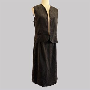 Country Suburbans ILGWU Vtg Vest Skirt Sz L Velvet Suede Heritage 90s Minimalist